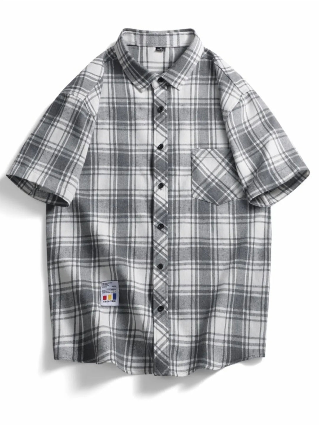 Men's Plus Size Casual Plaid Short Sleeve Shirt