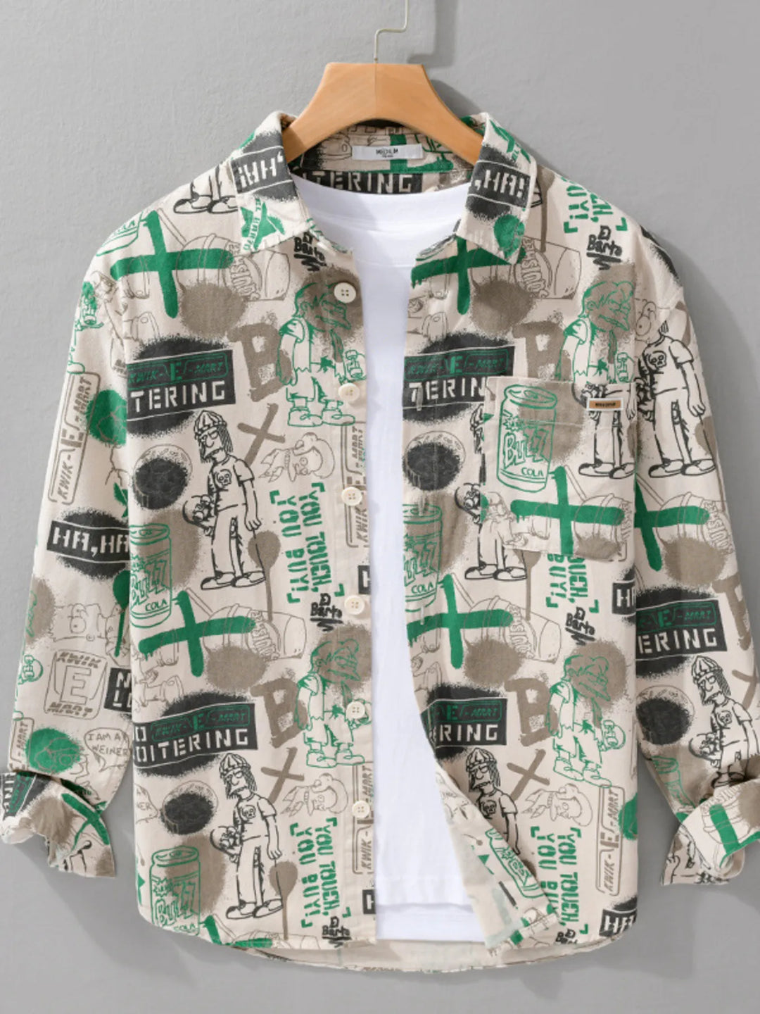 Men's Plus Size Printed Button Up Long Sleeve Shirt