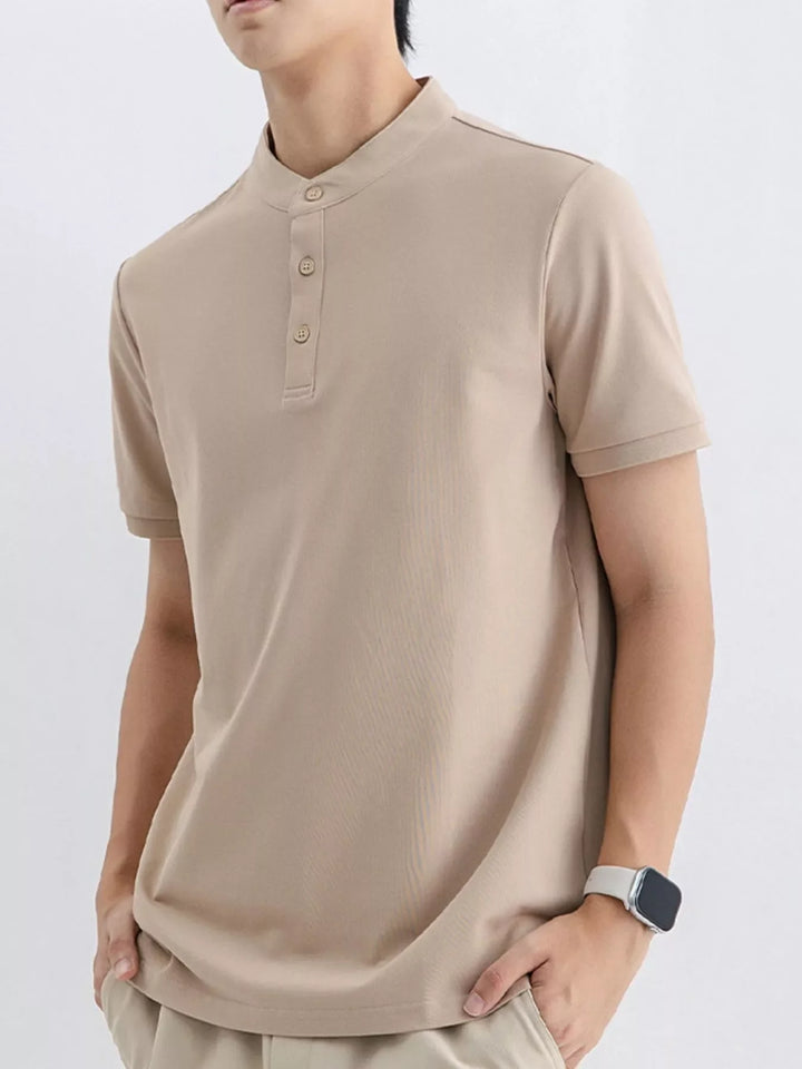 Men's Plus Size Button Detail Short Sleeve T-Shirt