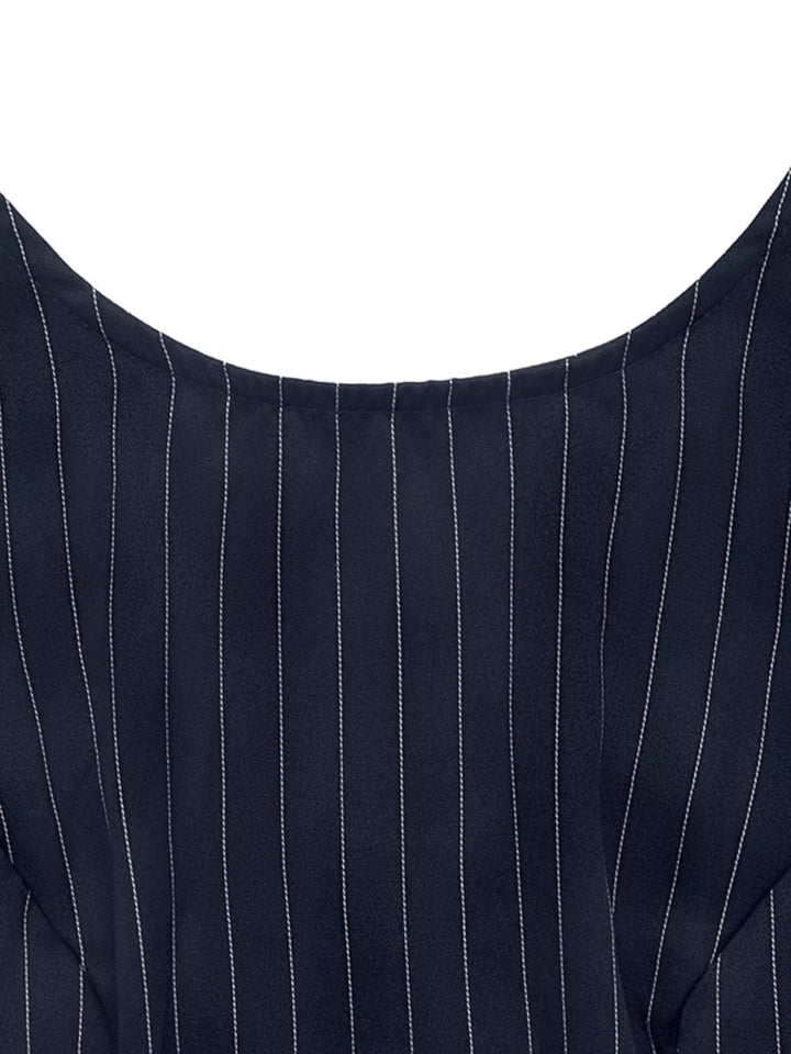 Striped Sleeveless Tie Waist Dress