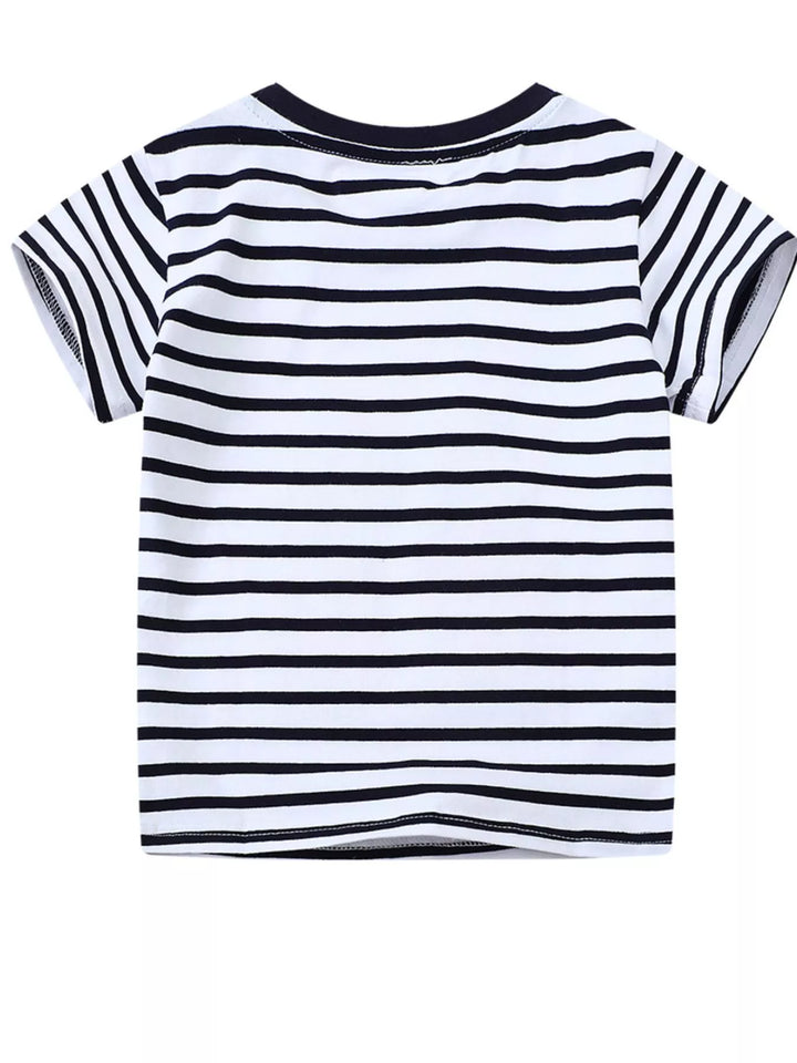 Children's Striped Animal Crew Neck T-Shirt