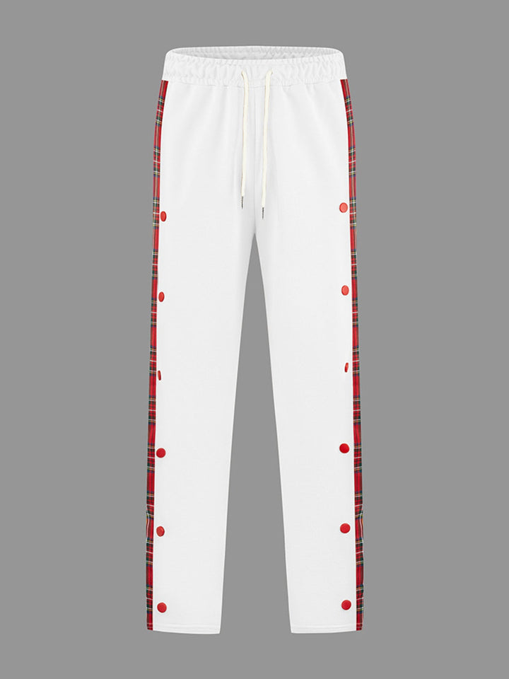 Men's Full Size Drawstring Plaid Side Stripe Pants Plus Size