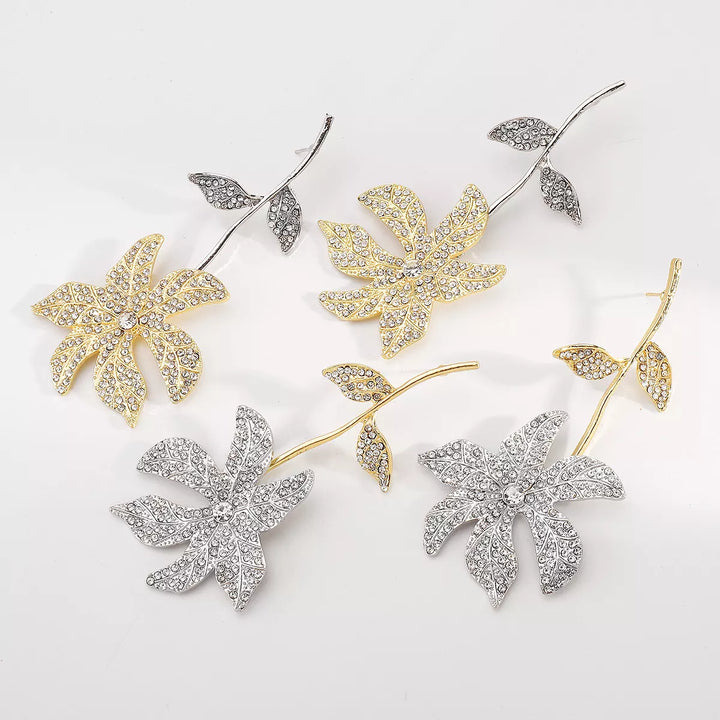 Rhinestone Flower Dangle Earrings