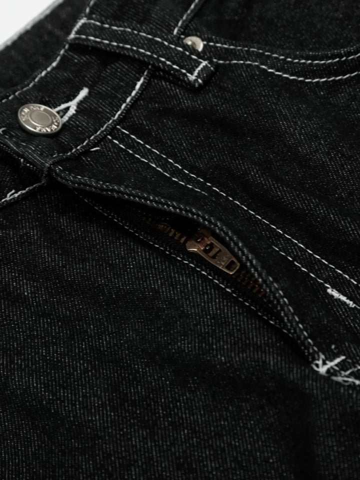 Men's Wide-Leg Contrast Stitch Jeans