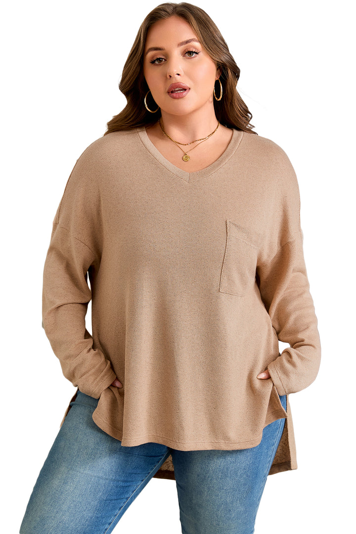 Parchment Plus Size Drop Shoulder Knit Tunic Top