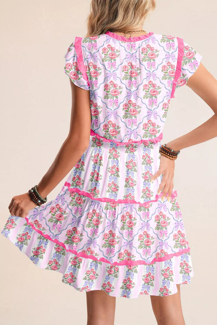 Tiered Ruffles Sleeveless Summer Floral Dress