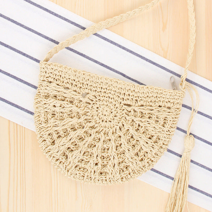 Crossbody Hand-Woven Bag Casual Simple Straw Bag Seaside Vacation Beach Bag