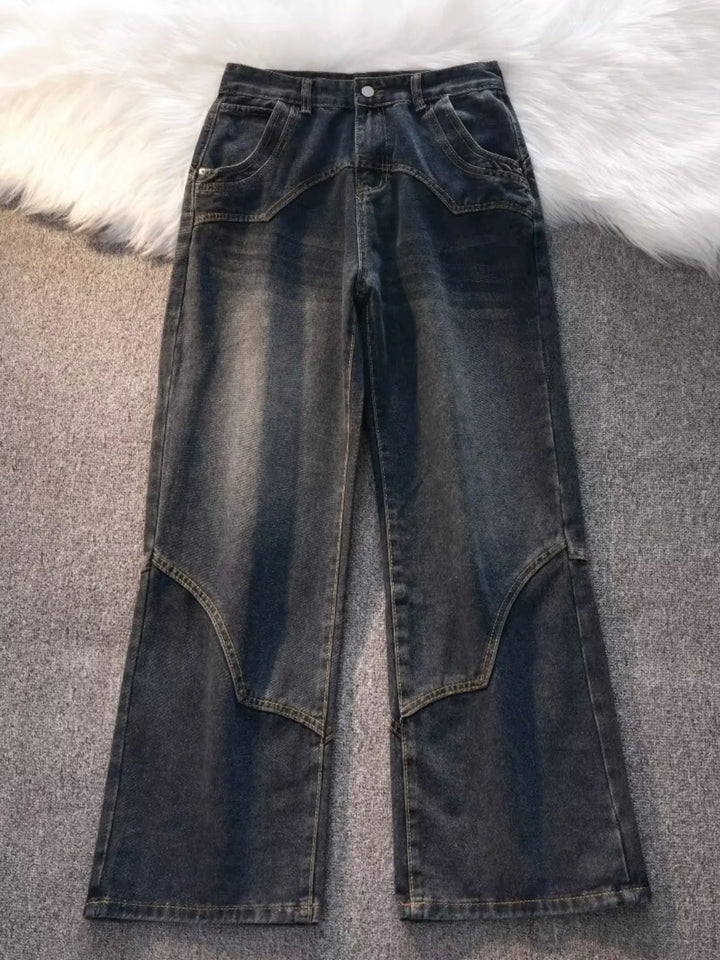 Men's Vintage Wash Wide Leg Jeans