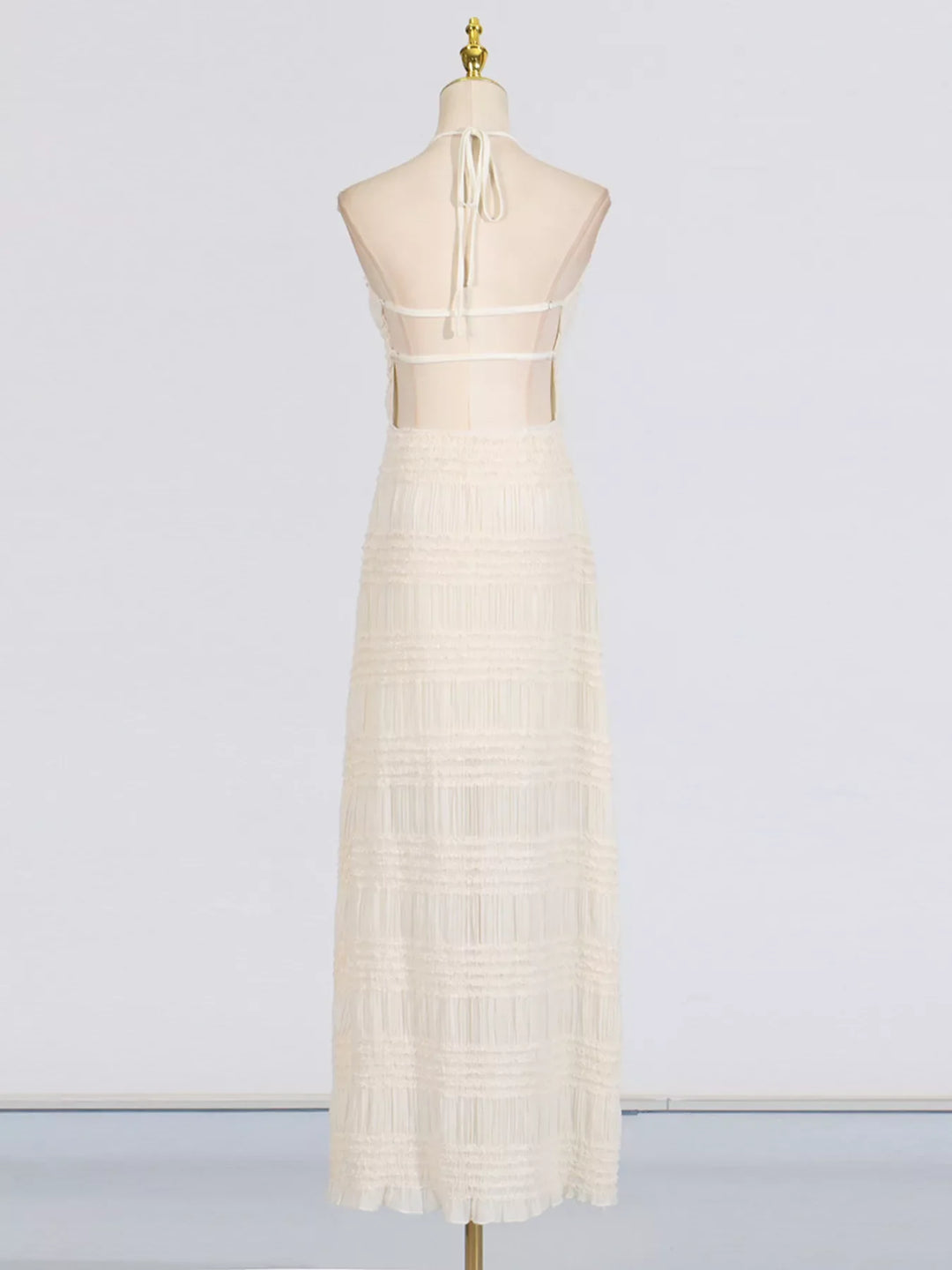 Ruched Halter Neck Maxi Dress
