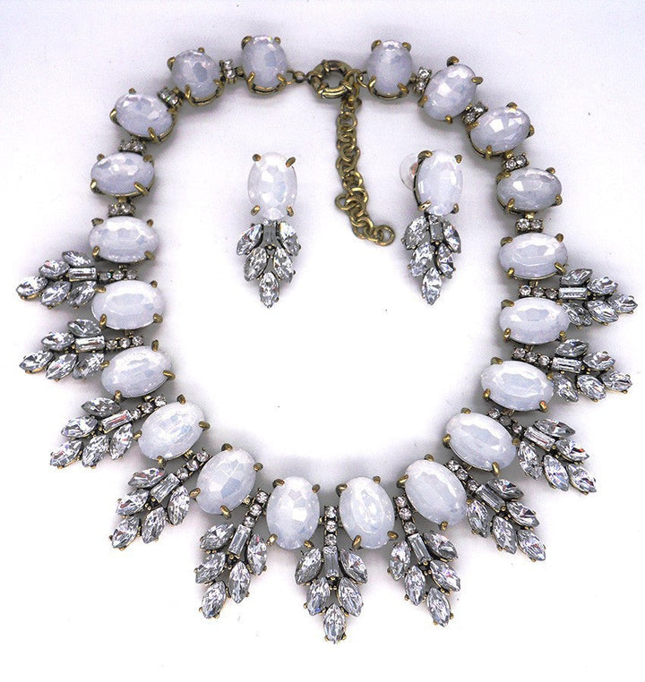 Accessories Handmade Exaggerated Colorful Crystal Necklace Earrings Suite