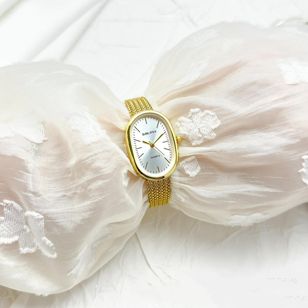 Sunlifex Cross-Border Bestseller Small-Dial Oval Gold Wheat-Grain Watch