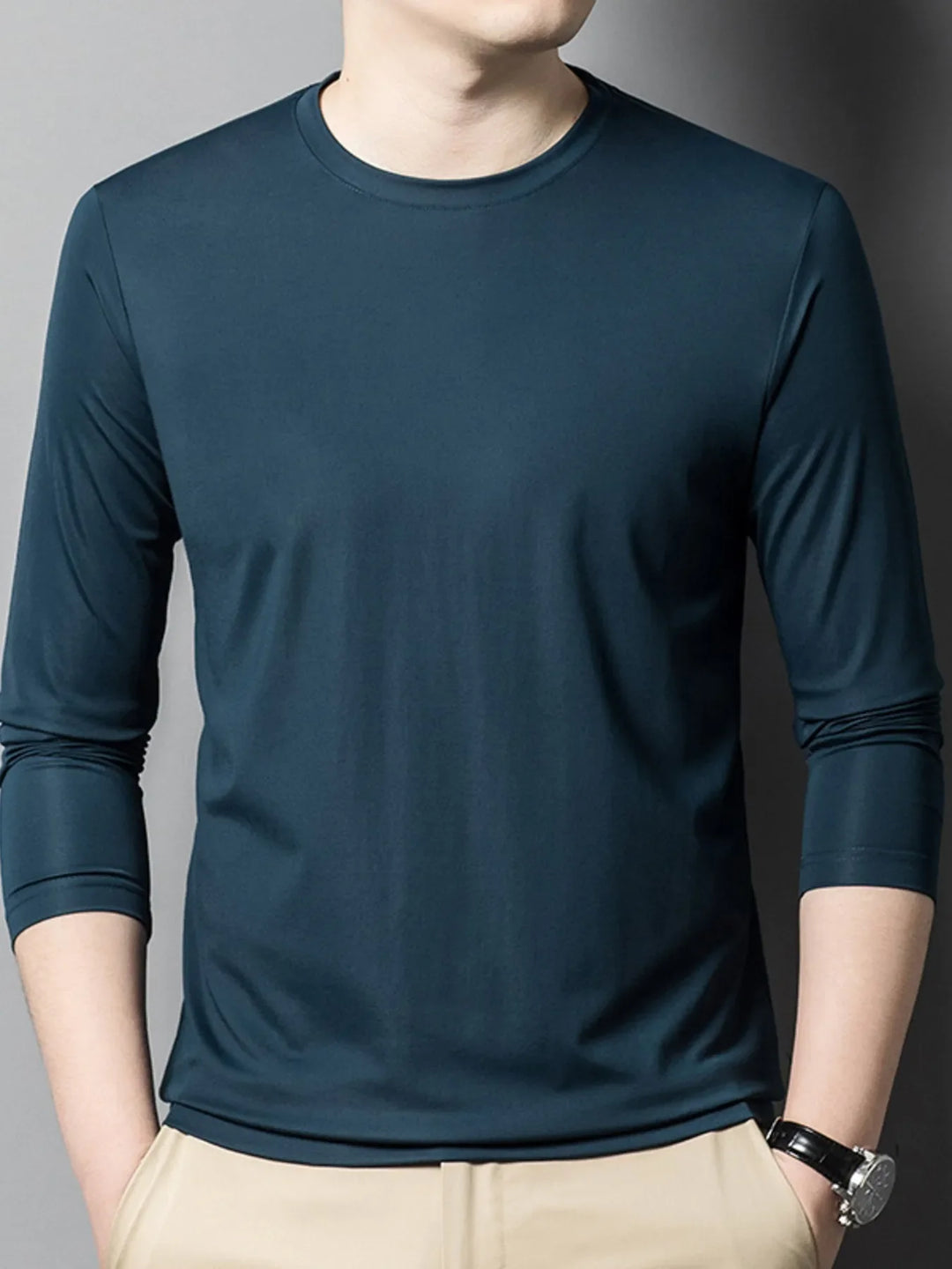 Men's Plus Size Round Neck Long Sleeve T-Shirt