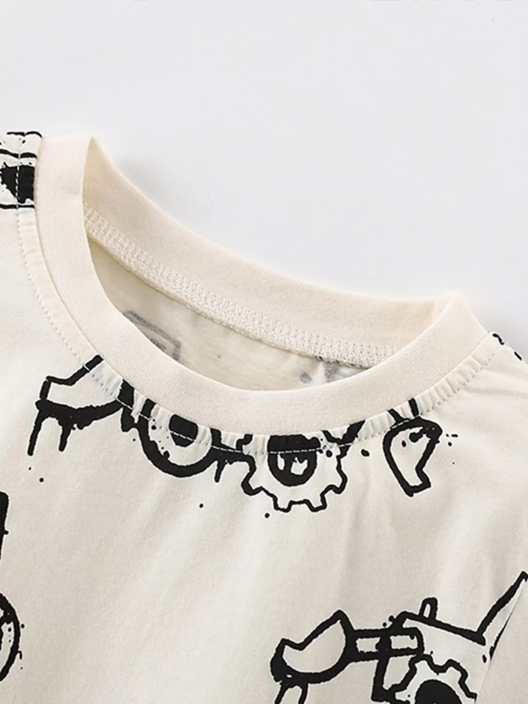 Children's Cartoon Excavator Print Short Sleeve T-Shirt