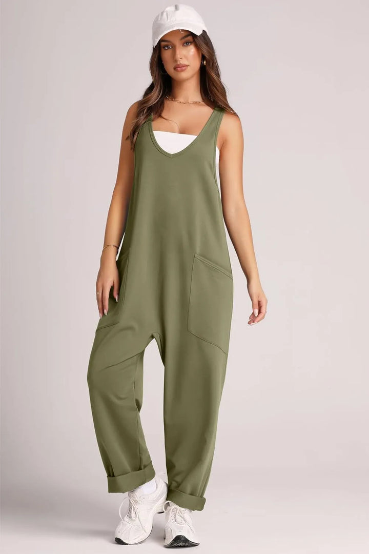Lovelet V-Neck Wide Strap Overalls