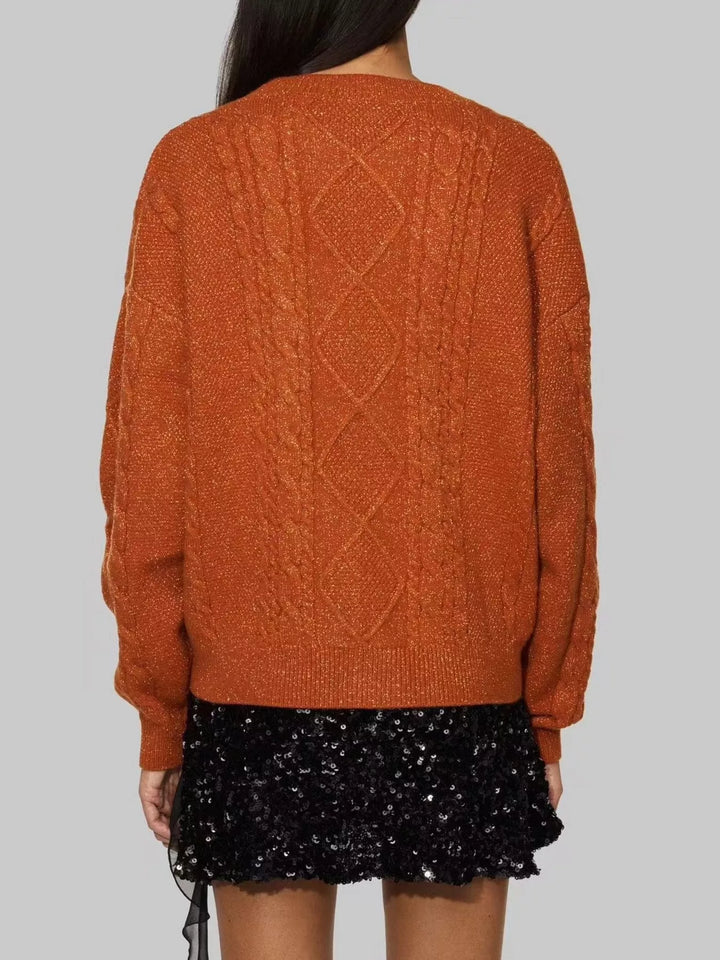 Cable Knit Button Up Cardigan