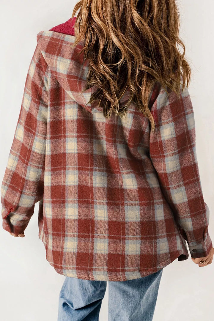 Fleece Lined Plaid Hooded Jacket