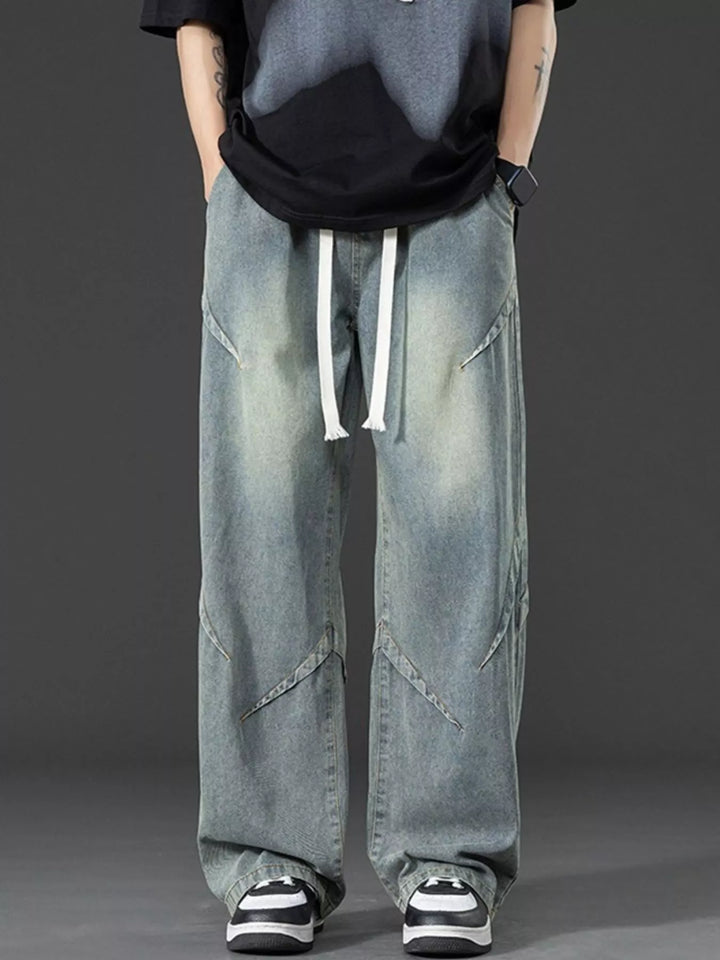 Men's Plus Size Vintage Wash Wide Leg Jeans