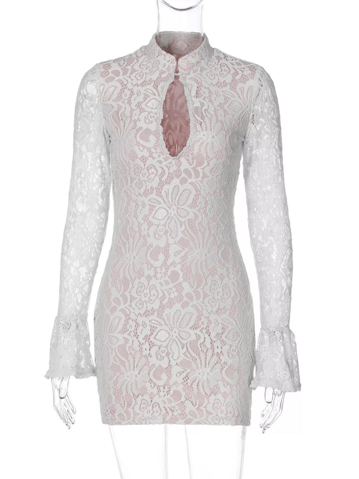 Lace Cutout Long Sleeve Mini Dress