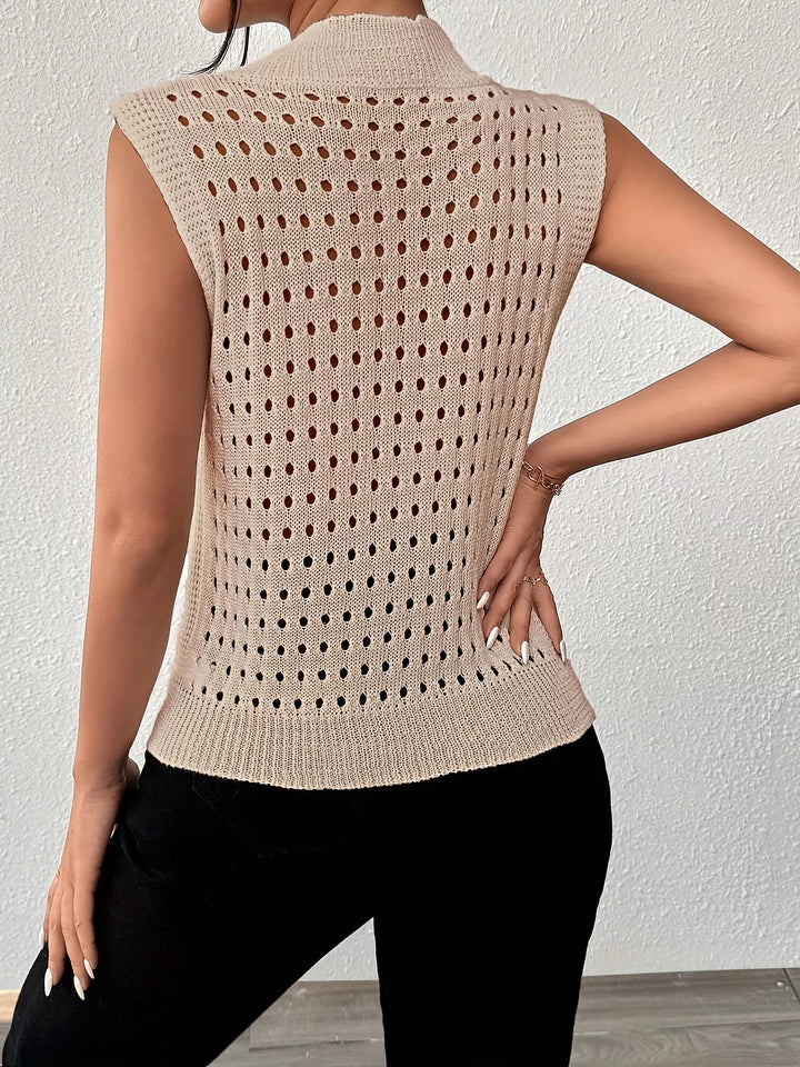 Hollow Out Round Neck Knit Tank