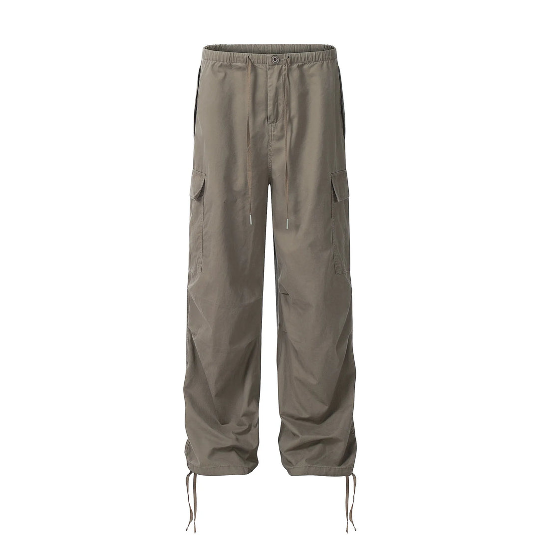 Men's Casual Drawstring Cargo Pants with Multiple Pockets