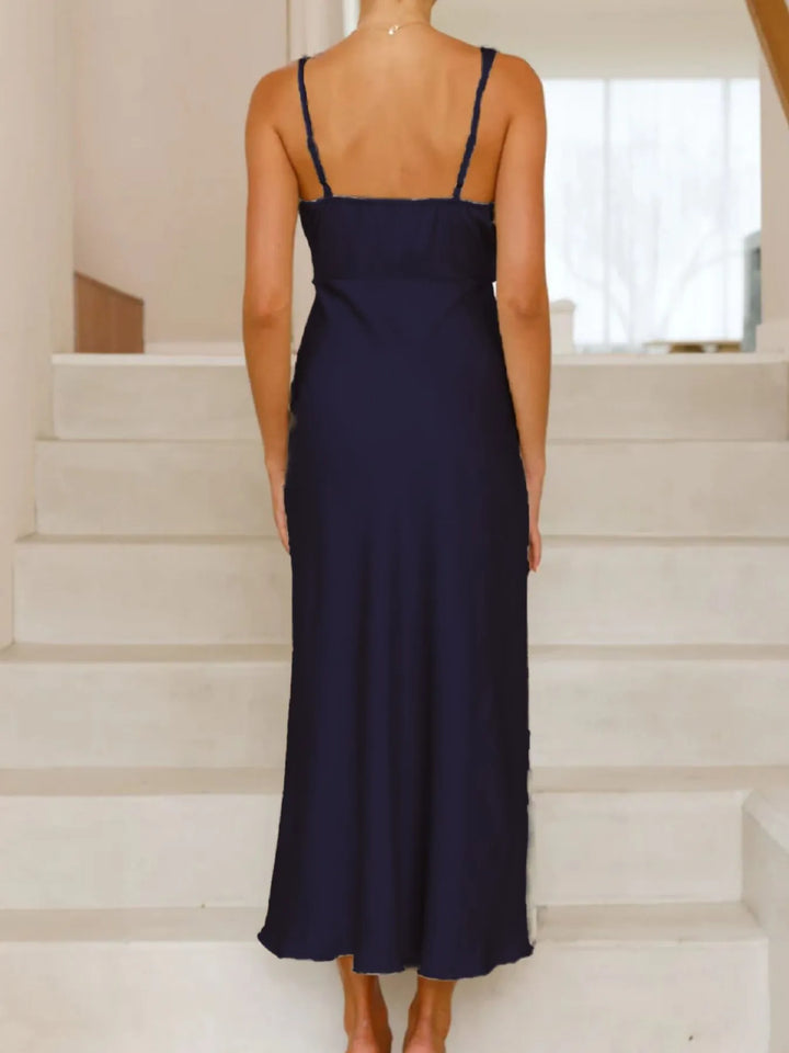 Satin Asymmetrical Midi Dress