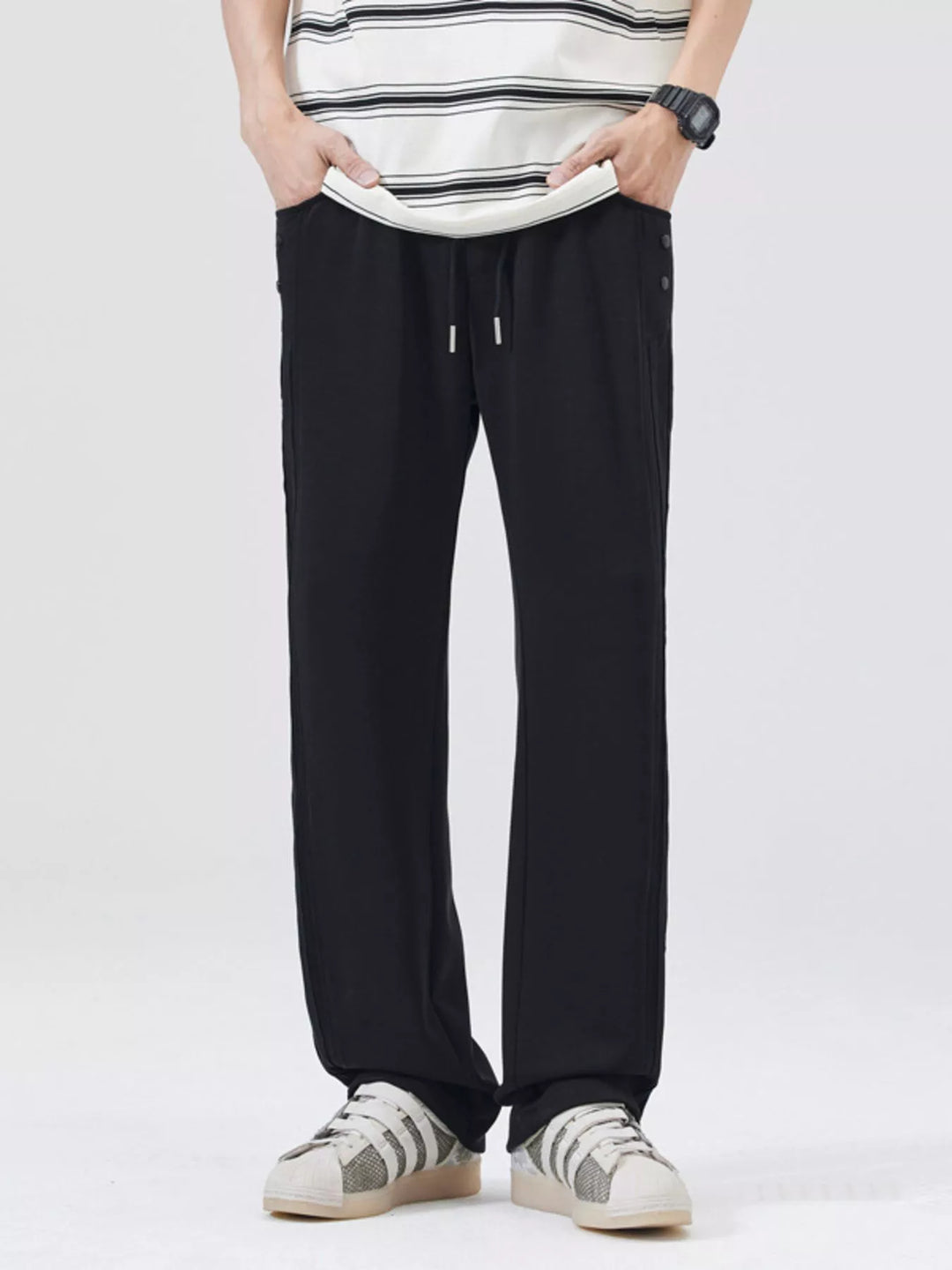 Men's Full Size Drawstring Wide Leg Casual Pants Plus Size