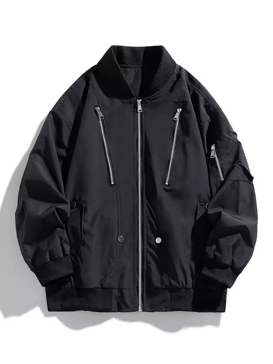 Men's Plus Size Casual Zipper Front Bomber Jacket