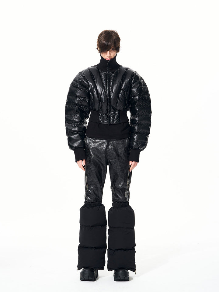 Mens Warm Stand-Up Collar Duck Down Puffer Jacket With Batwing Sleeves