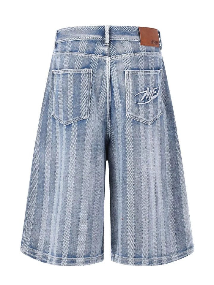 Men's Stripe Wide Leg Denim Capris