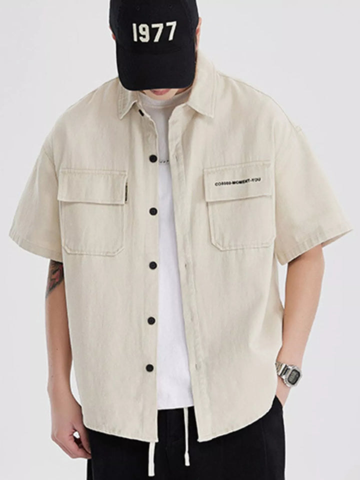 Men's Full Size Button Down Oversized Short Sleeve Shirt Plus Size