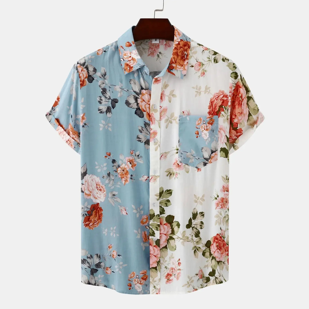 Men's Plus Size Floral Short Sleeve Shirt