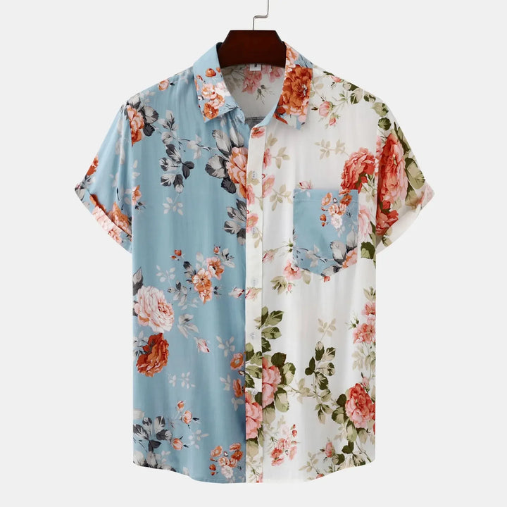 Men's Plus Size Floral Short Sleeve Shirt