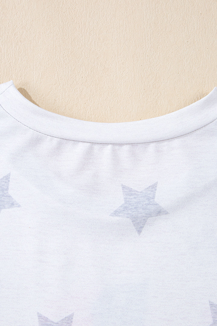 Khaki Patriotic Flag Bow Graphic Starry Round Neck T Shirt
