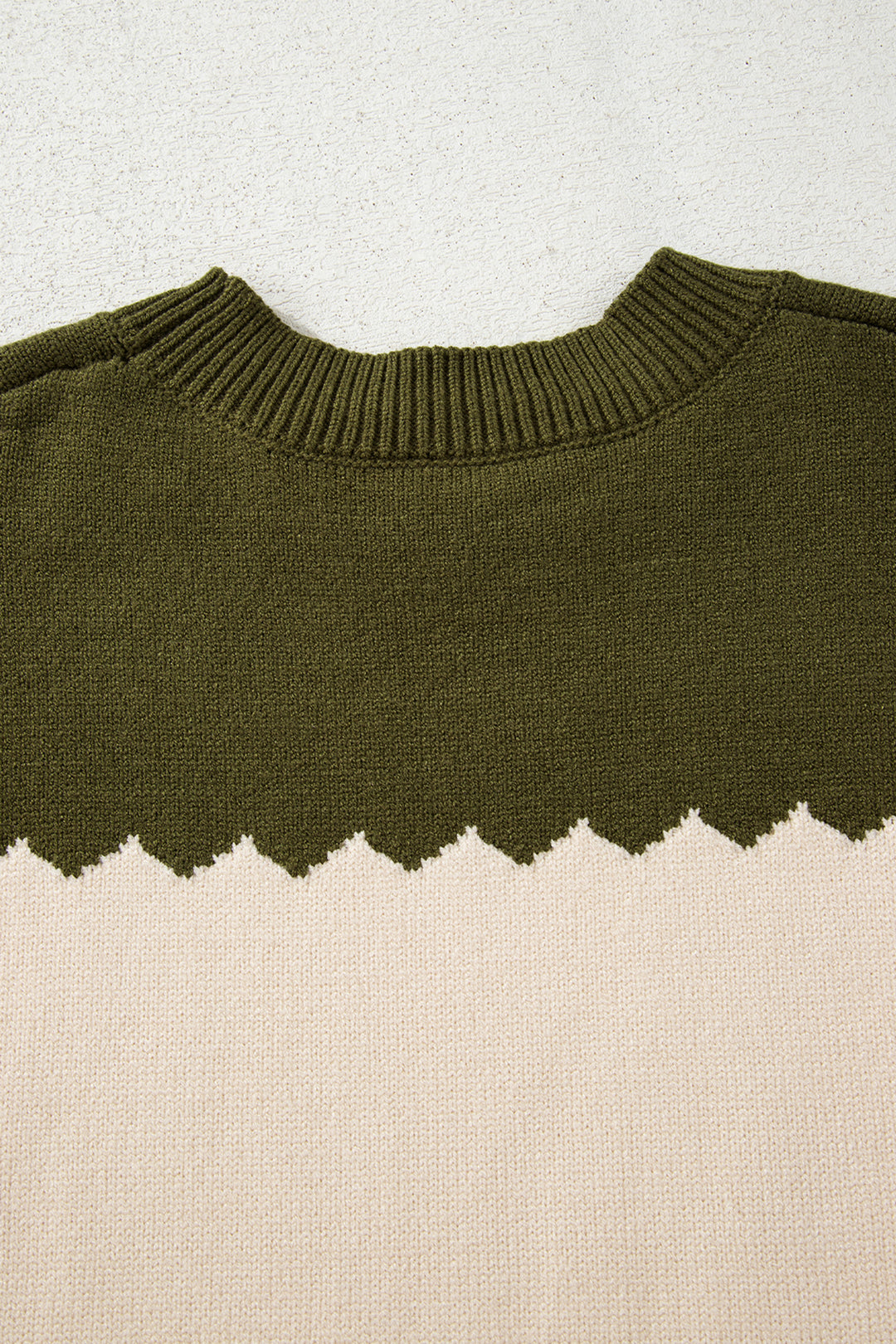 Brown Colorblock Crew Neck Drop Shoulder Sweater