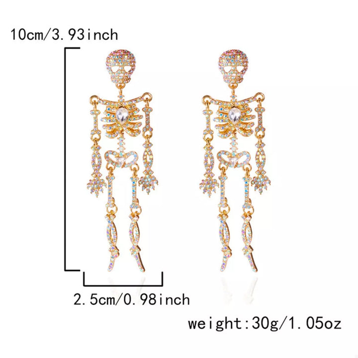 Halloween Skeleton Skull Zircon Drop Earrings