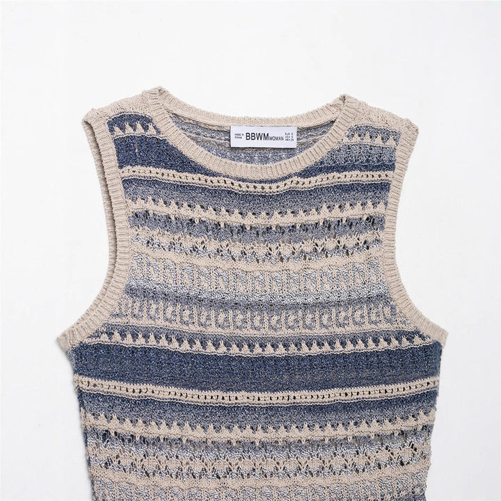 Women's Casual Striped Knitted Sleeveless Top