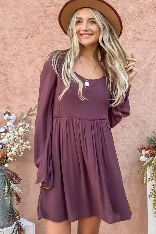And The Why Back Lace Button Down Detail Bell Sleeve Dress