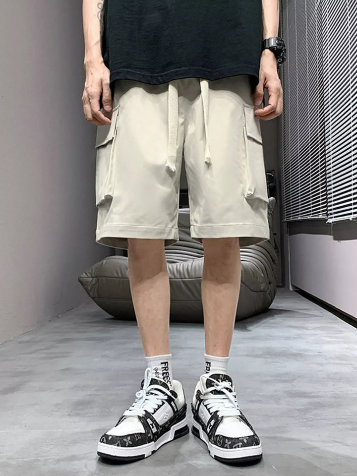 Men's Plus Size Casual Cargo Shorts with Drawstring
