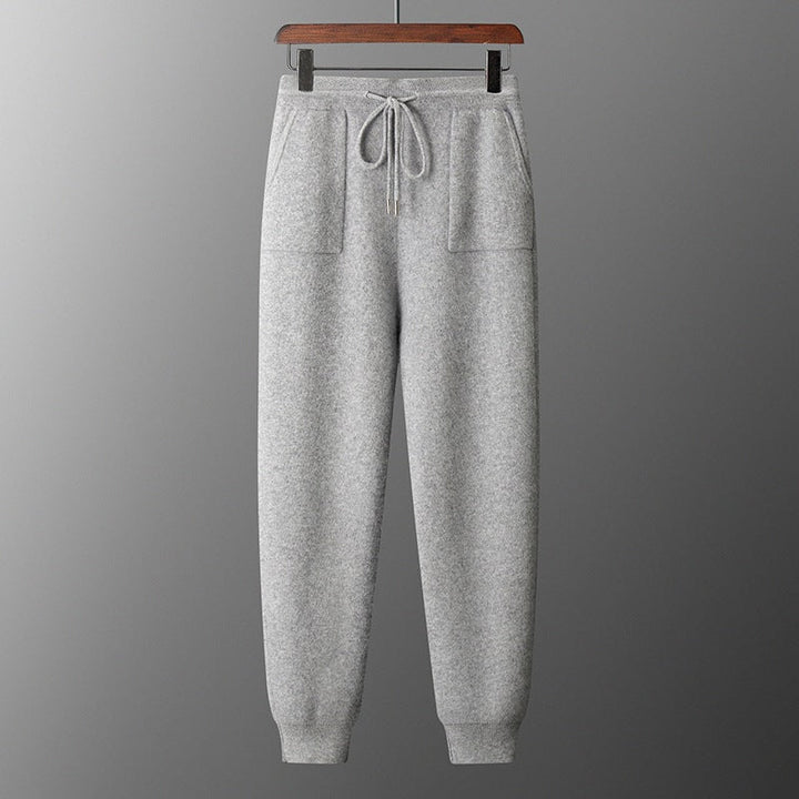 Men's Solid Color Casual Hooded Knitted Sweatshirt Long Pants Set