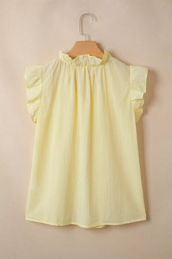 V Neck Ruffle Trim Sleeveless Shift Top