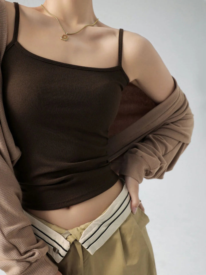 Ribbed Scoop Neck Cami Top
