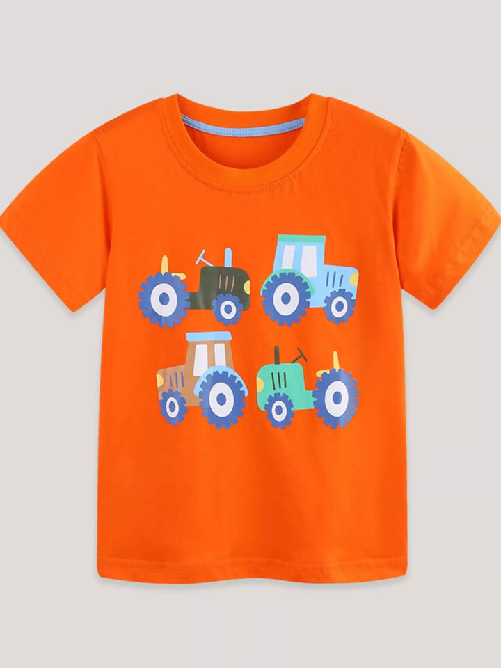 Children's Tractor Print Casual T-Shirt