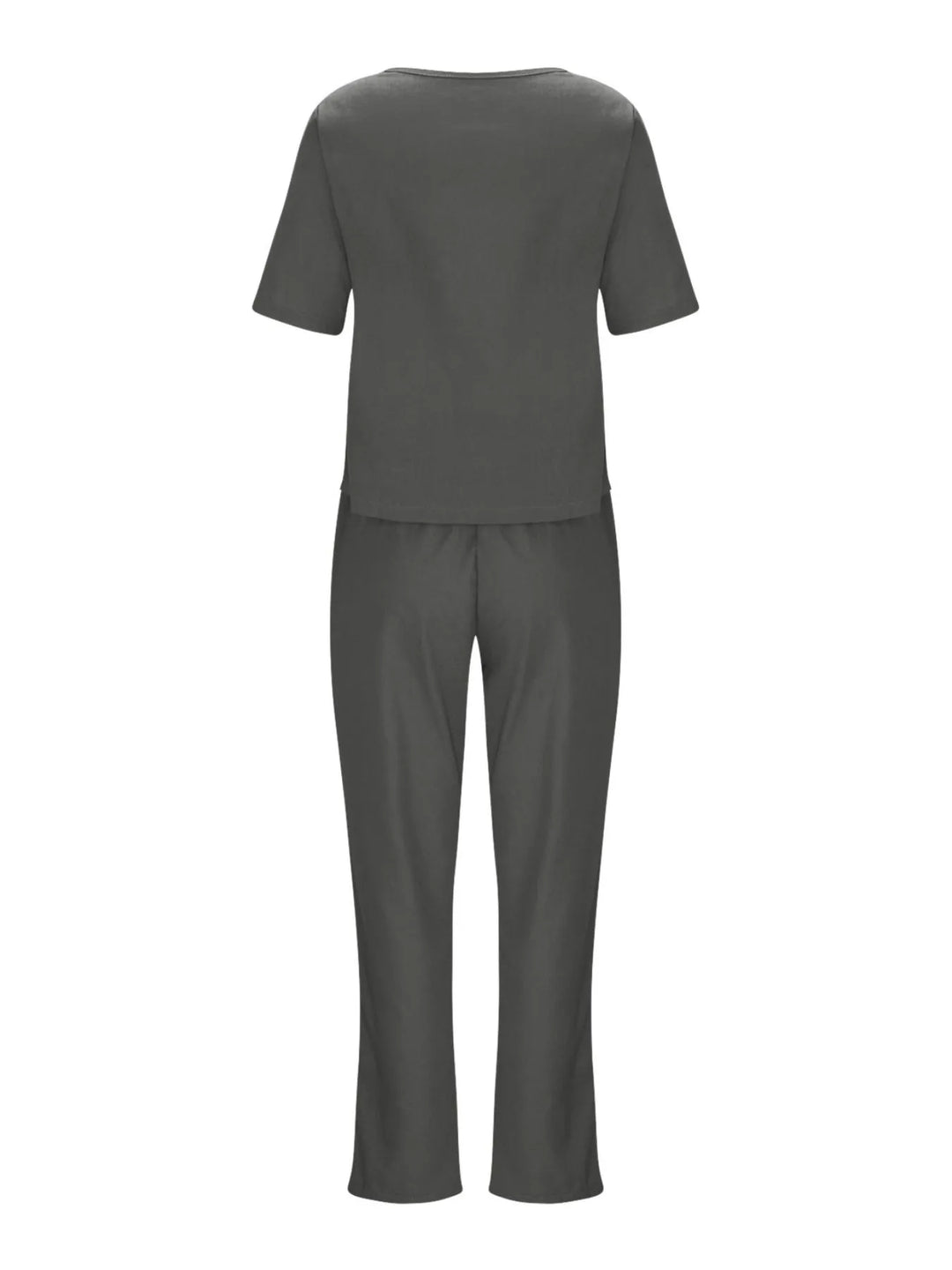 Full Size Round Neck Short Sleeve Top and Pants Set Plus Size