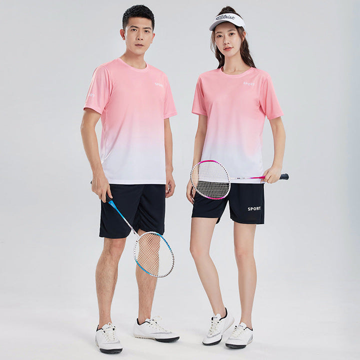 Workout Short Sleeve T-shirt Quick-drying Clothes Running Loose Casual Gradient Sports Suit