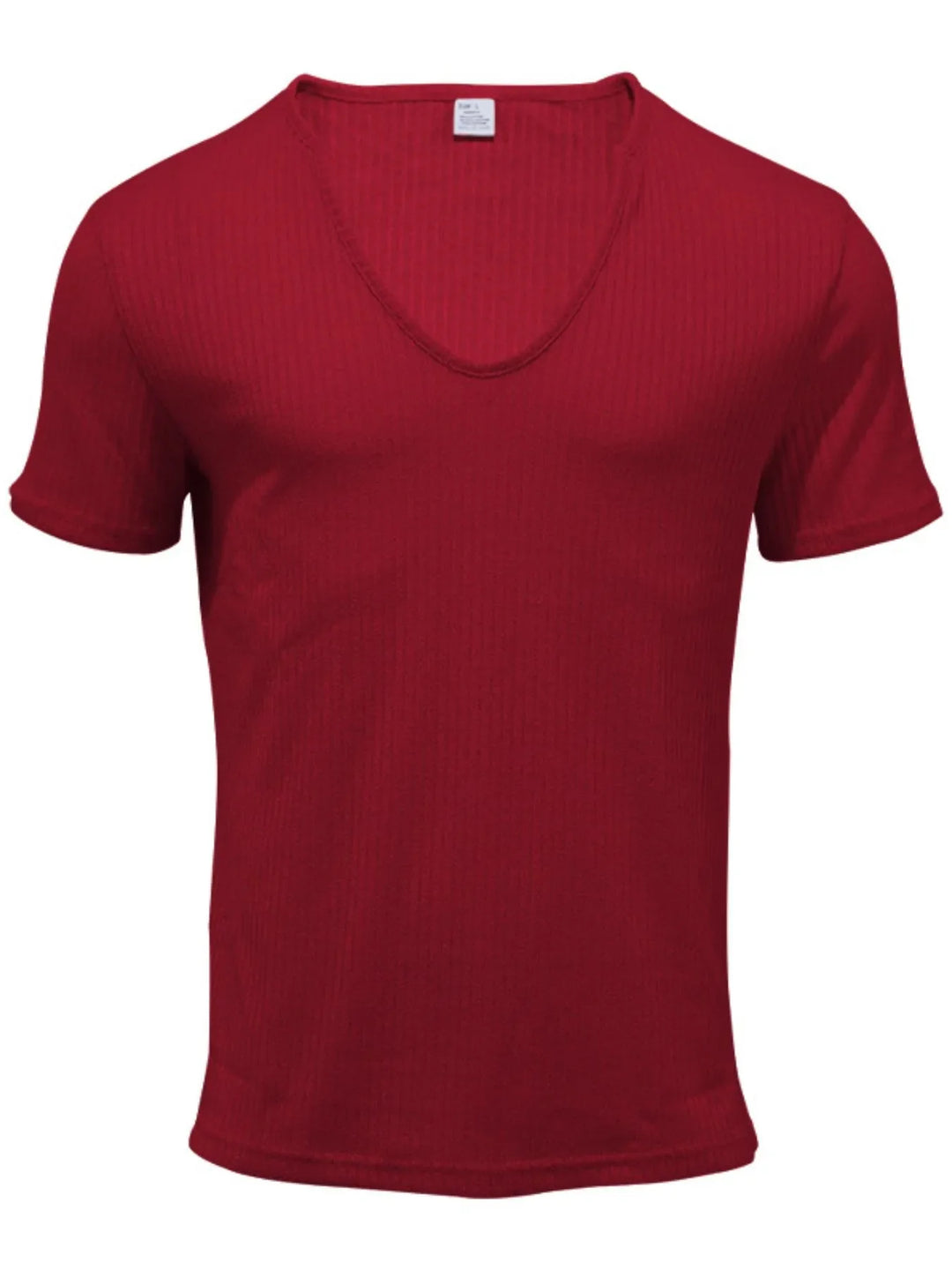 Men's Full Size Ribbed V-Neck T-Shirt Plus Size