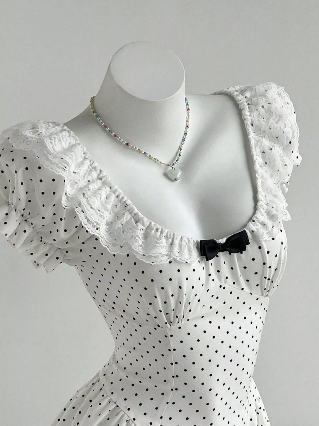 Lace Detail Polka Dot Mini Dress