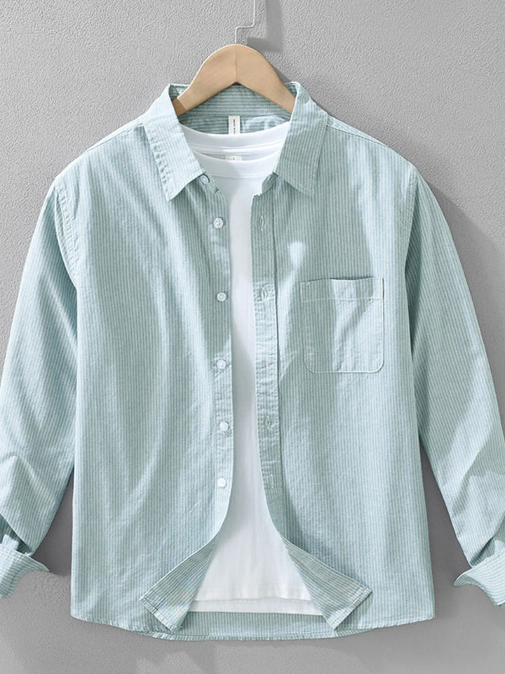 Men's Plus Size Striped Button Up Long Sleeve Shirt