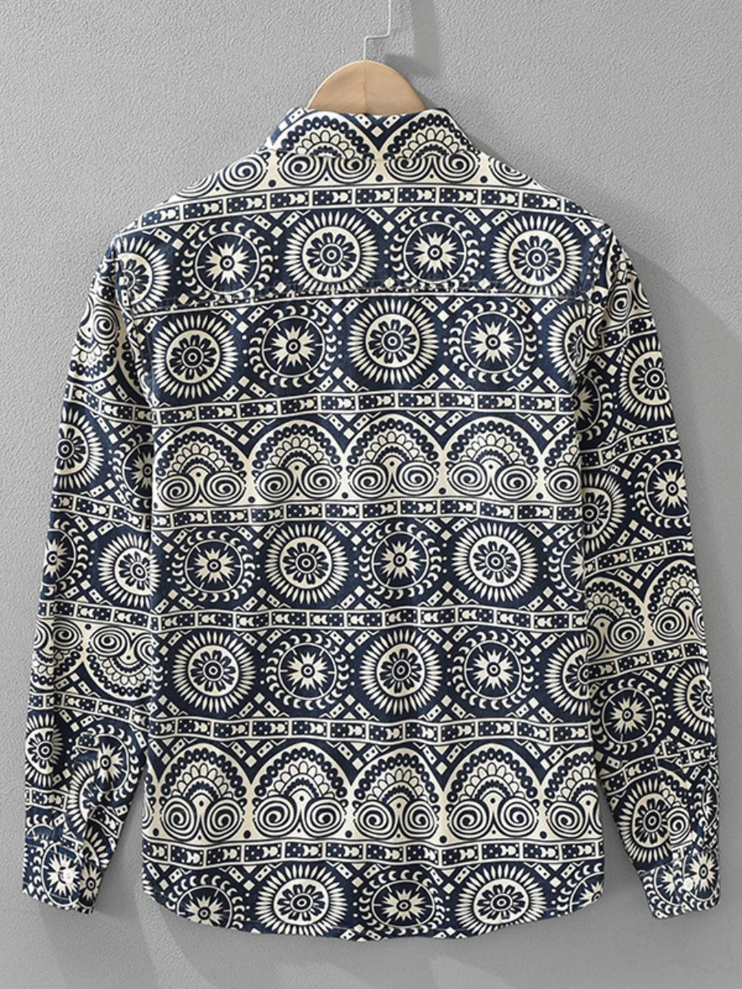 Men's Plus Size Printed Button Up Long Sleeve Shirt