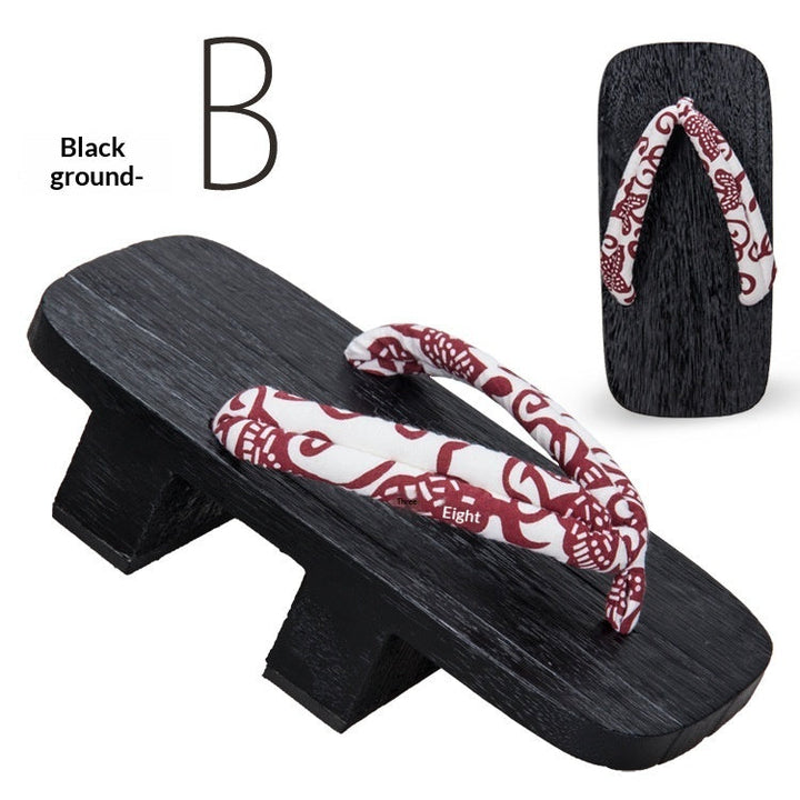 5.5cm-heeled Solid-wood Mens Flip-flops