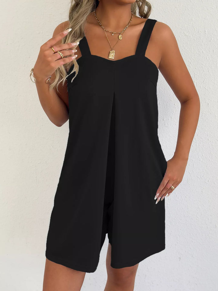 Sleeveless Casual Romper with Side Pockets